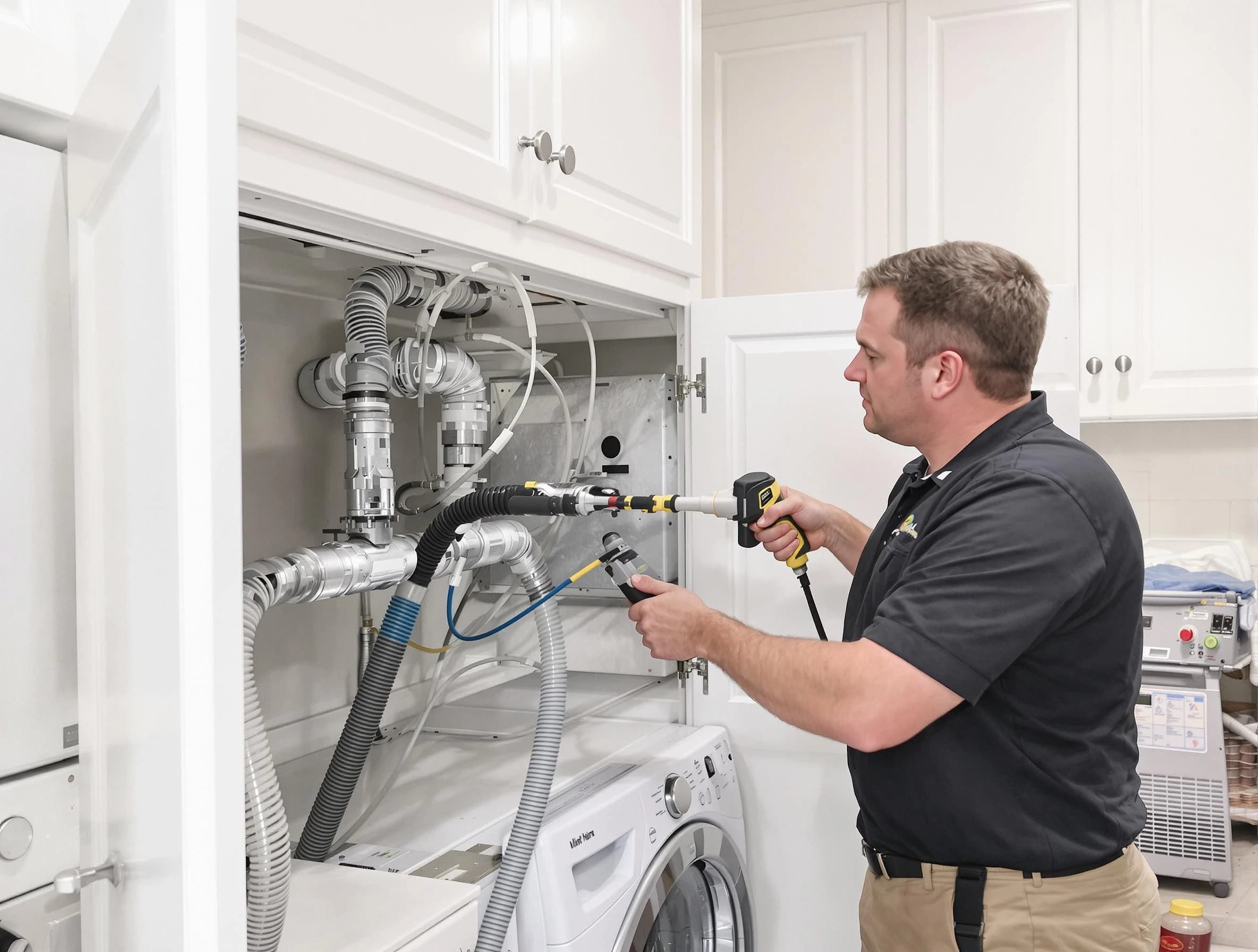 Hampton Dryer Vent Cleaning professional removing severe blockage from a clogged dryer vent in Hampton