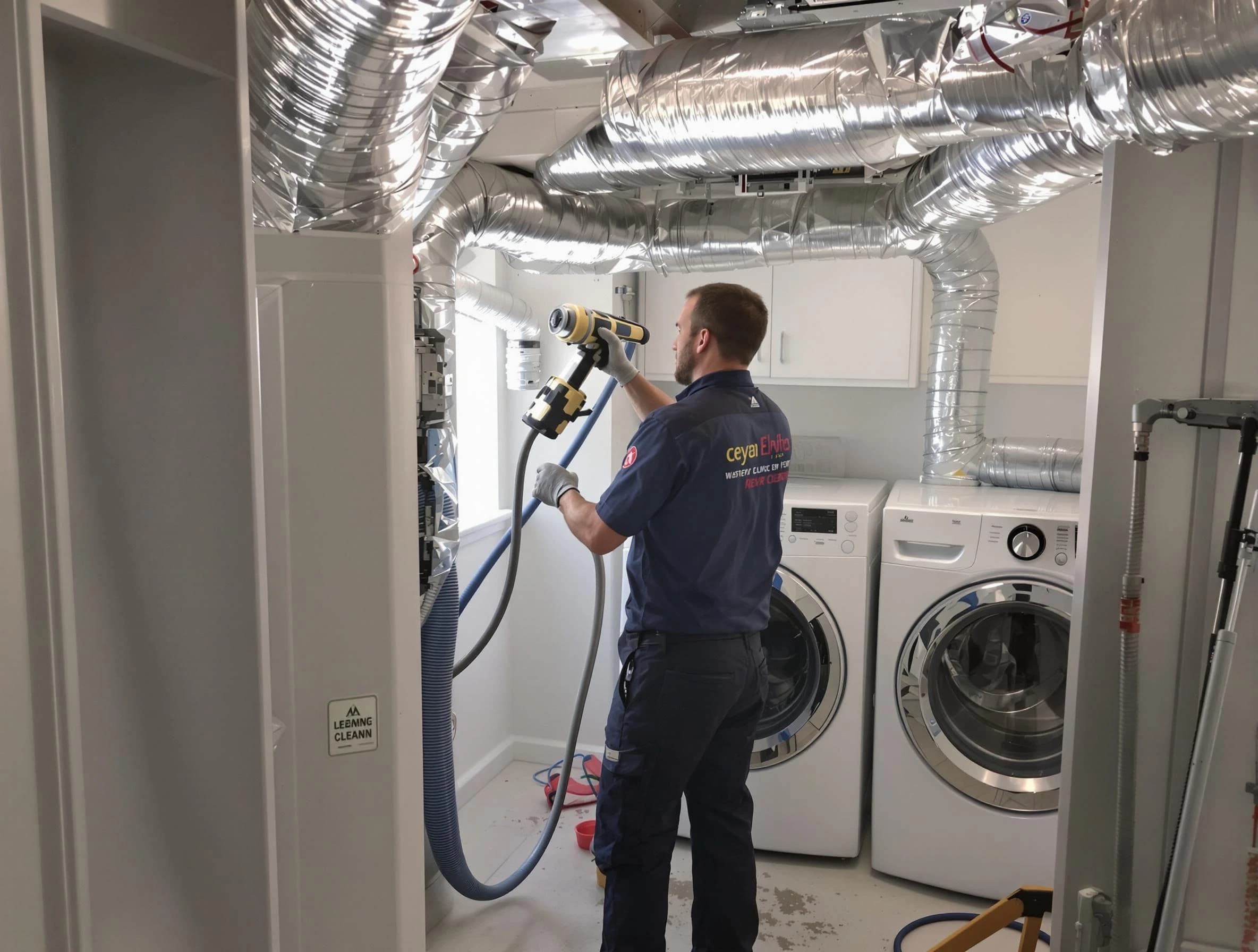 Hampton Dryer Vent Cleaning specialist using advanced equipment for thorough duct cleaning in Hampton