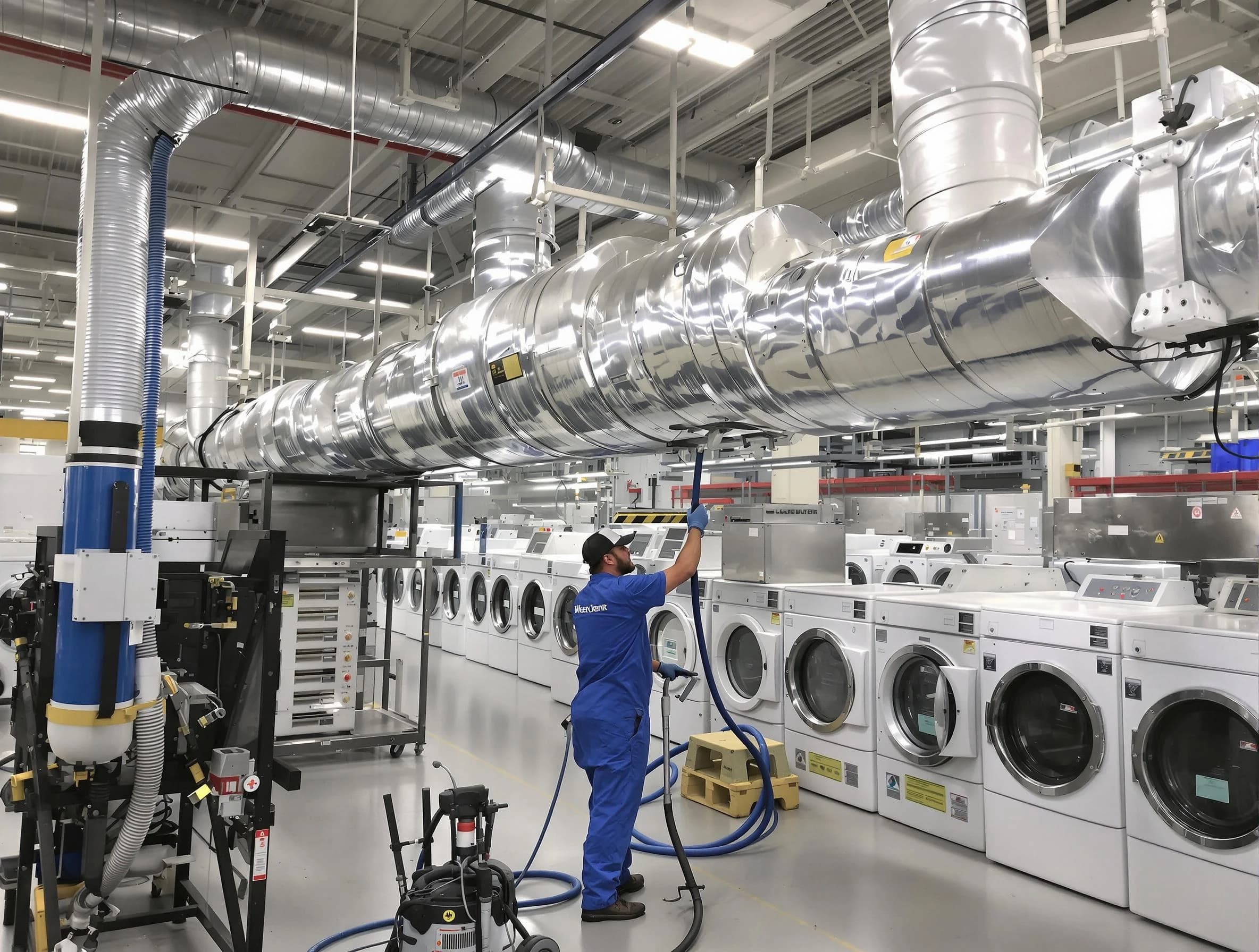 Hampton Dryer Vent Cleaning team performing heavy-duty industrial dryer vent cleaning in Hampton